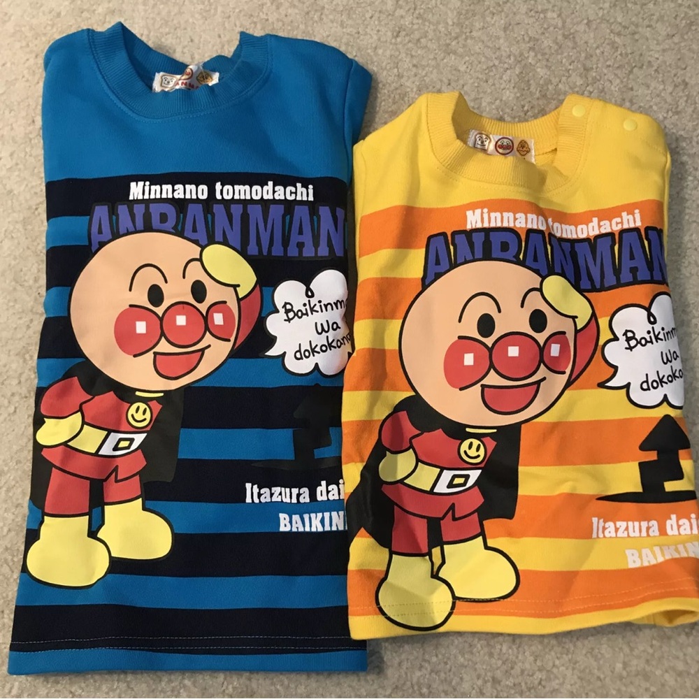 Anpanman Long Sleeve Sweater Lot Sizes 80 110 US 12-18 Months 4T Bandai Japan